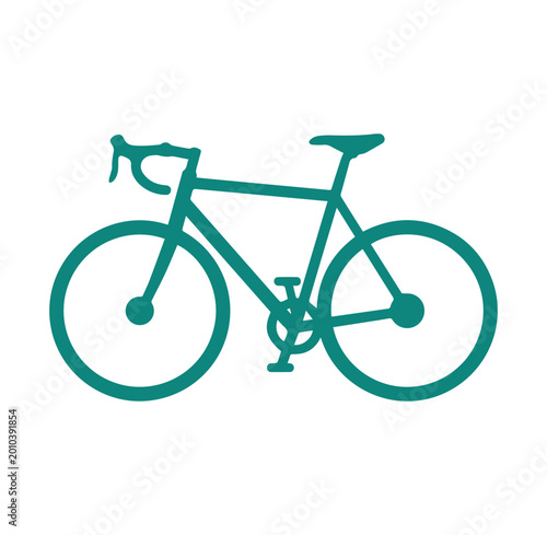 Green road bicycle silhouette vector icon with transport, transportation