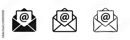 Tableau sur toile Email at Symbol Icon Set - Envelope and Electronic Mail Symbols for Communicatio