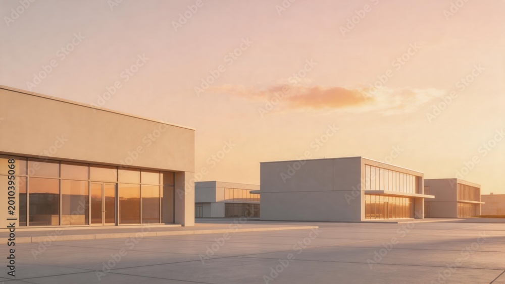 Fototapeta premium Modern buildings at sunset