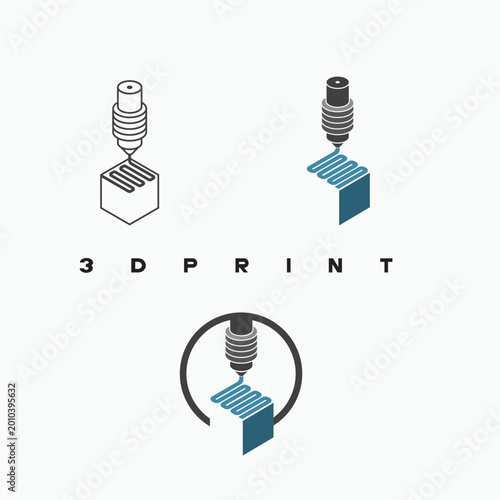 Vector Logo for 3d printing. Printing in three dimensional