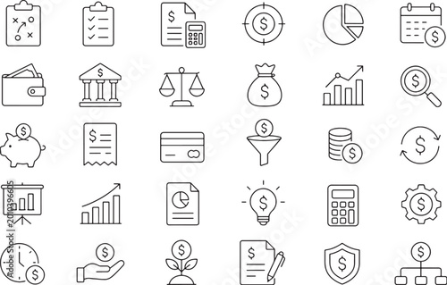 risk management icon set minimalist line art vector business analysis safety icons