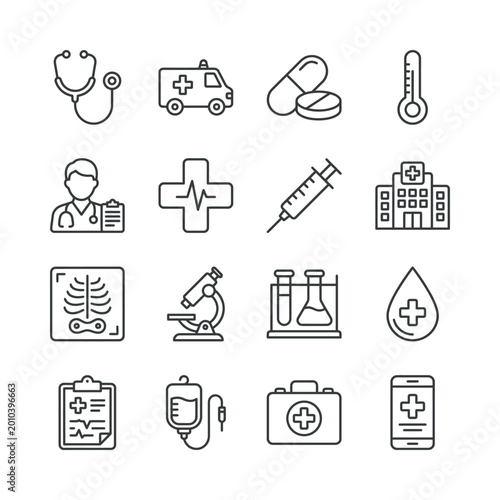 Medical and hospital service icons vector collection for healthcare applications