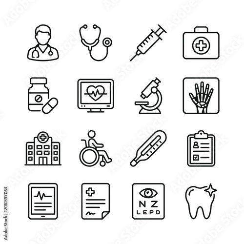 Medical and health care symbols set Vector