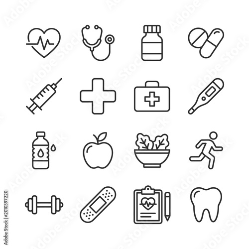 Medical and health icon collection vector art