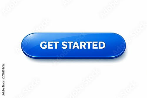 A sleek blue button with get started text for user interface design.