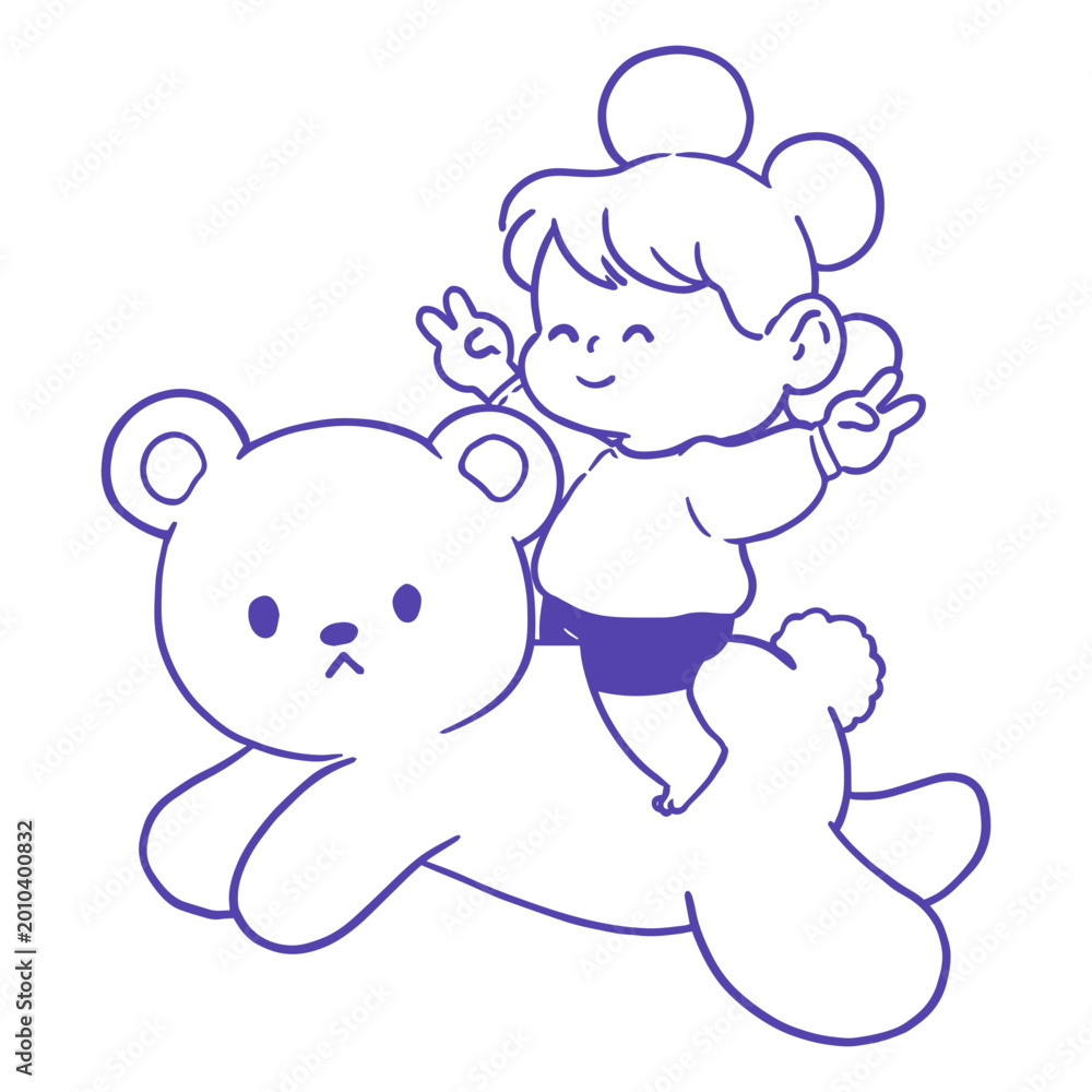 Obraz premium Silhouette of a girl riding a teddy bear