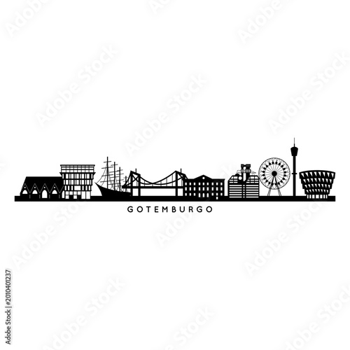 Fotografi Stylish gothenburg skyline illustration