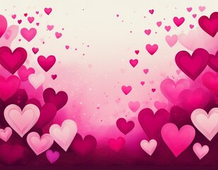 magenta pink hearts background flying hearts border pattern greeting card invitation header white banner decoration design