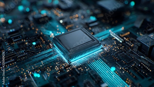 Microchip on circuit board.