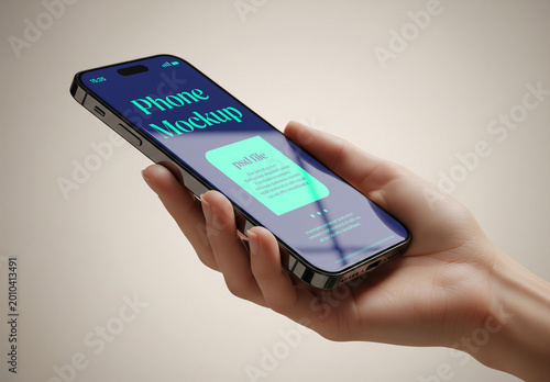 Close-up of iphone with realistic reflection – mockup