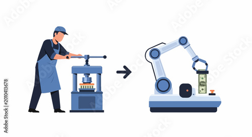 Tableau sur toile Manual Labor to Automated Production.