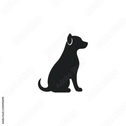 Black Dog Silhouette Icon | Minimal Pet Animal Vector Design
