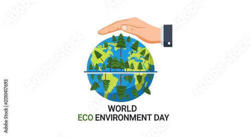 Foto Hand Protecting the Planet Earth.