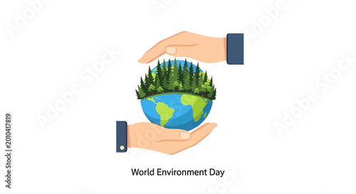Fotografía Hands holding a green earth globe.