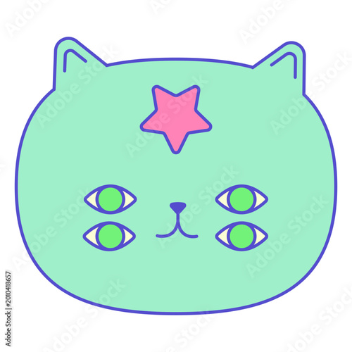 Slika na platnu Psychedelic blue cat