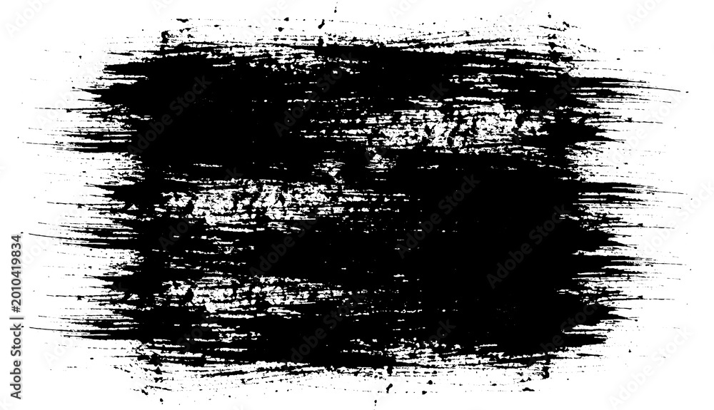 Naklejka premium Realistic grunge brush strokes on transparent background. Black grunge paint strokes PNG. black ink strokes overlay PNG.