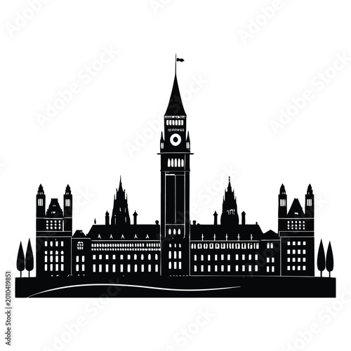 Black silhouette of the canadian parliament building