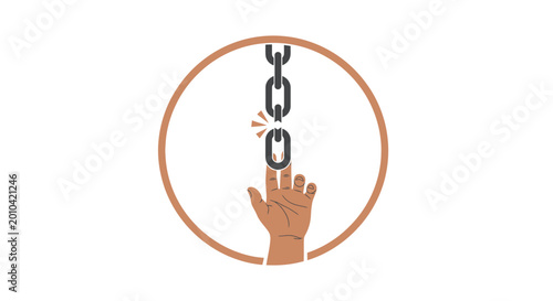 Photos Hand breaking free from chain link.