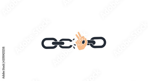 Hand breaking free from chain link.