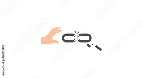Tablou pe pânză Hand breaking free from chains symbol.