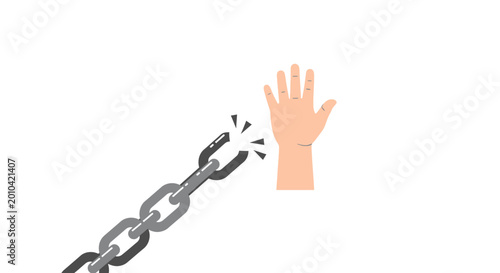 Obraz na plátně Hand Breaking Free from Metal Chain.