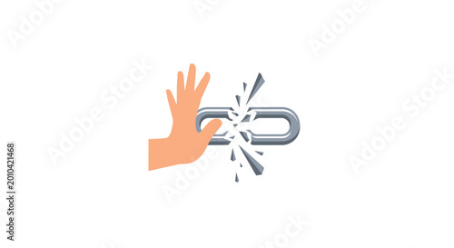 Photography Hand Breaking Free From Metal Chain.