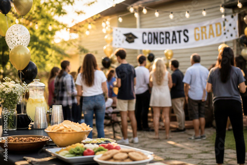Outdoor Backyard Graduation Party Celebration with Friends and Family