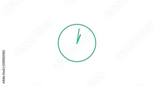 Time lapse of spinning clock animation in 12 Hour. Seamless motion animated footage. White colored watch with hands move quickly. Time concept. Alpha channel 