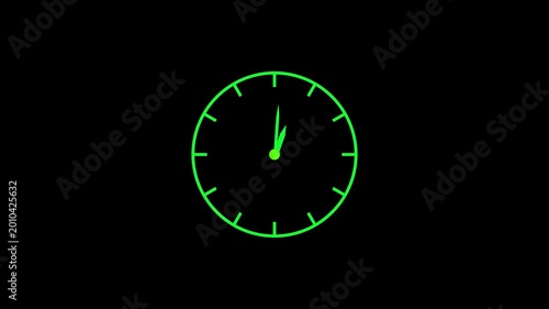 Time lapse of spinning clock animation in 12 Hour. Seamless motion animated footage. White colored watch with hands move quickly. Time concept. Alpha channel 