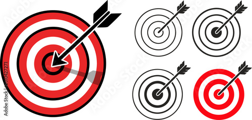 Obraz na płótnie Goal, focus and accuracy symbolized by target icon with arrow in center