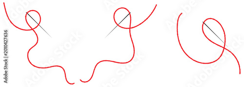 Red silk thread looped in a circle form, symbolizing vector thread of fate in tradition. .Line of red yarn, long red thread. Red thread isolates on a white background. Red Wavy Thread Line Icon