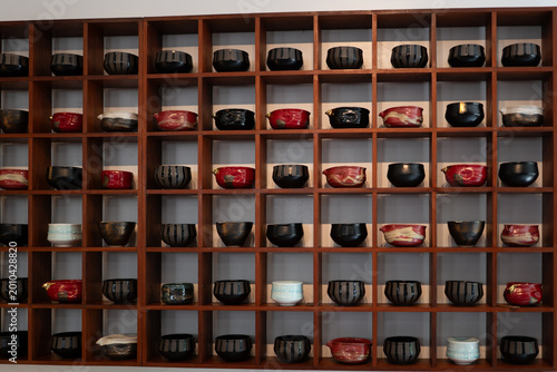 The tea ceremony was beautifully arranged inside the building.