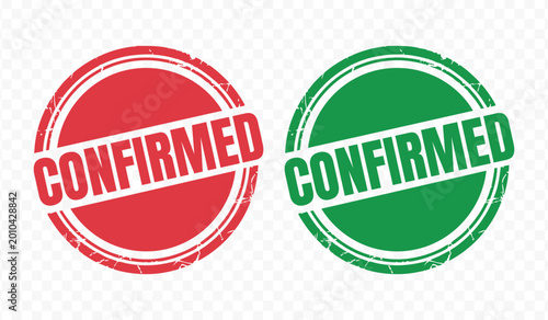 Confirmed stamp badges red and green approval verification seals for business and official use