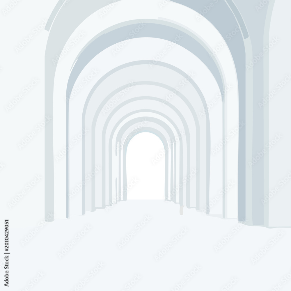 Fototapeta premium Architectural arches perspective interior design render minimalist clean white