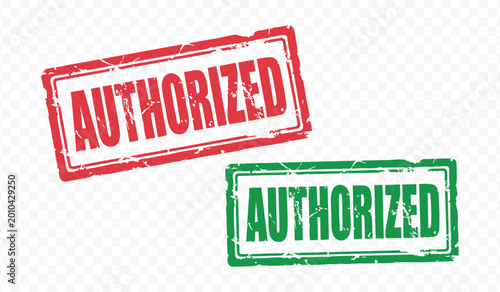 Authorized access stamp labels for security clearance and official permission vector illustration