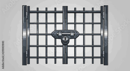 Heavy metal bars secured by a sturdy lock and hinges