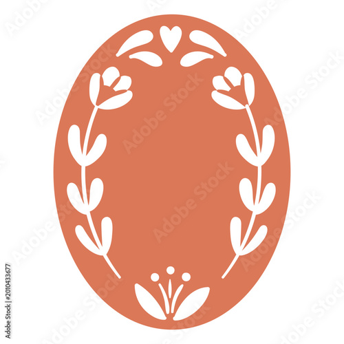 Obraz na plátně Oval with cut out flowers