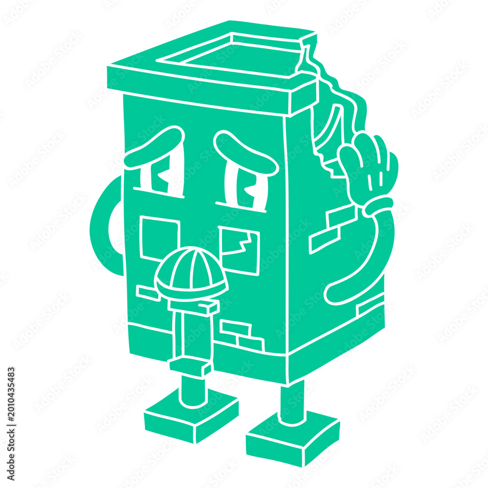 Fototapeta premium Walking building character cartoon