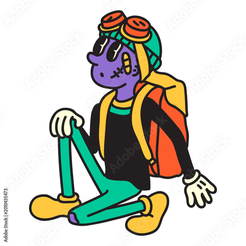 Canvastavla Apocalyptic traveler retro cartoon