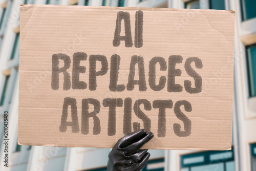 Foto "AI Replaces Artists" Automated image tools directly compete with and economically displace professional human illustrators across all industries
