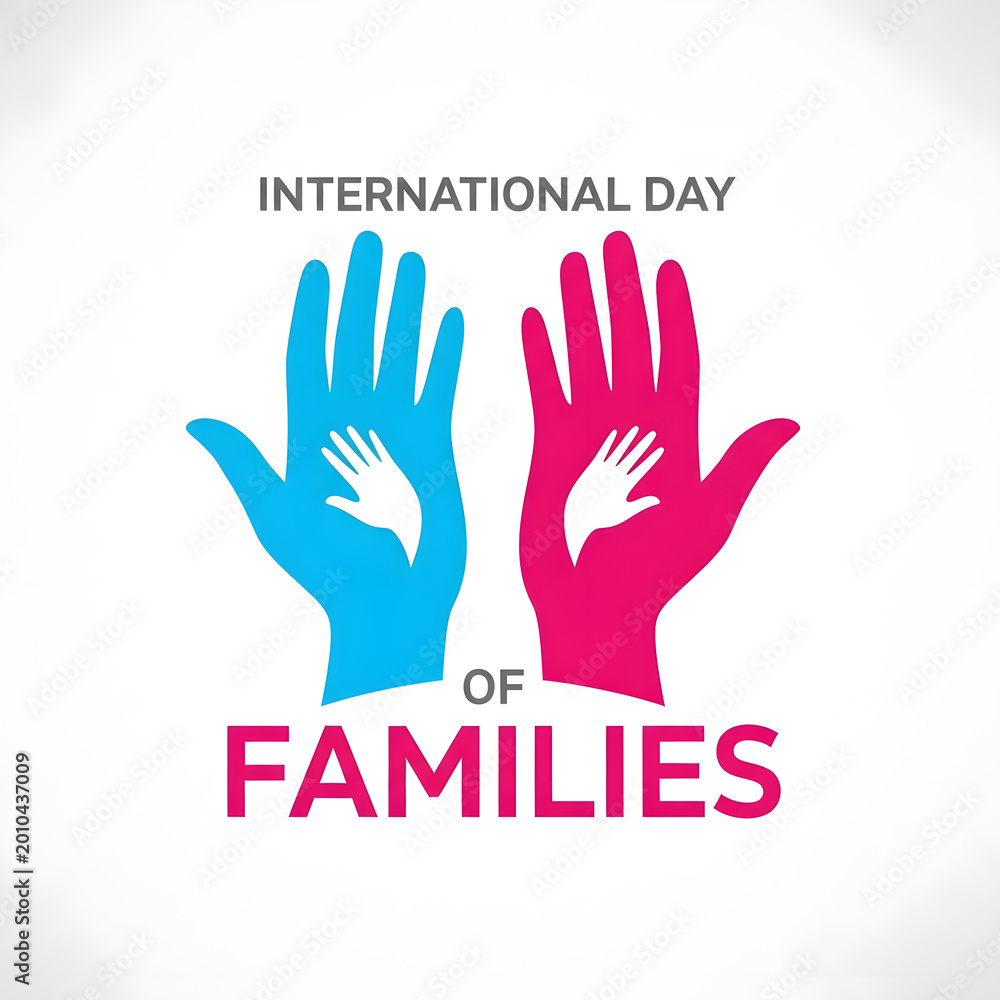 Fototapeta premium international day of families vector illustration with colorful hands and celebration banner