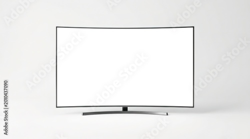 Modern curved television display isolated on white background