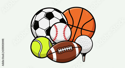 Assortment of popular balls from various sports