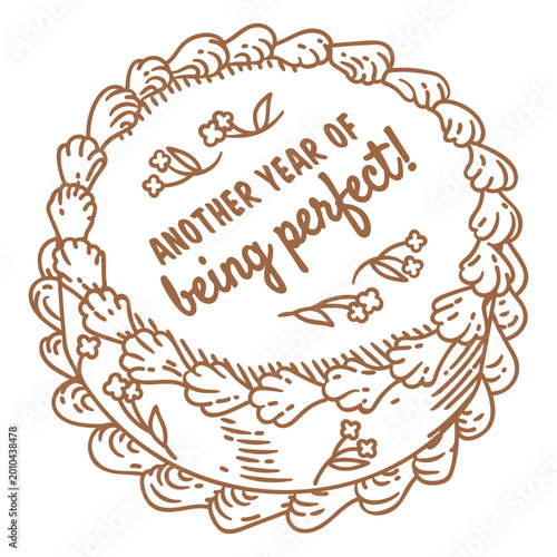 Valokuva Vintage cake with the dedication Another year of being perfect