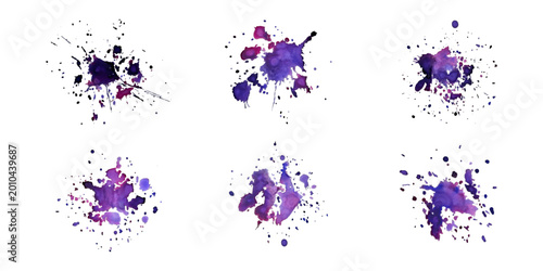 Schilderij op canvas Violet realistic paint stroke collection isolated on transparent background