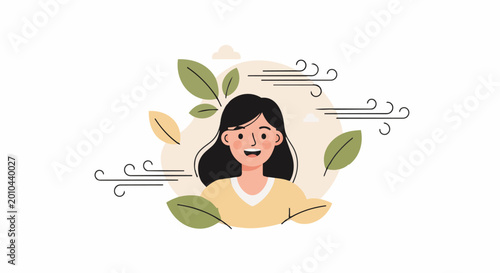 Young Woman Enjoying Fresh Air and Nature.