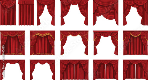 Foto Collection of red stage curtain designs with varied draping styles, gold trim em