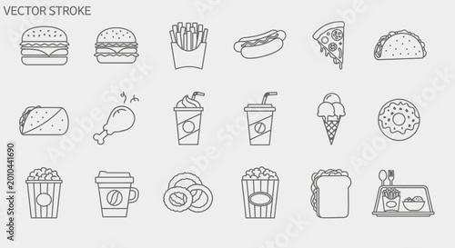 Bild auf Leinwand Food and drink icons vector set.