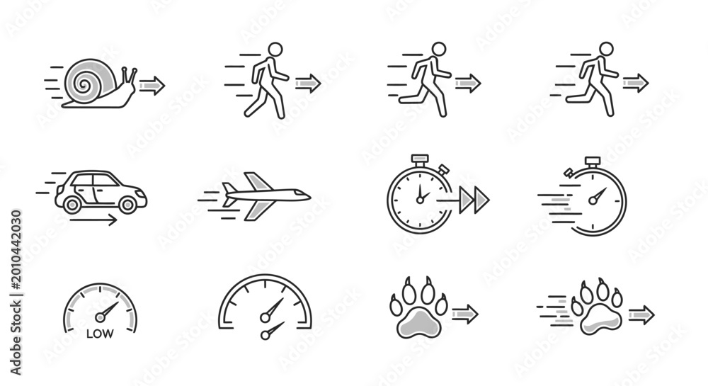 Fotografie Speed icons for fast movement concepts.