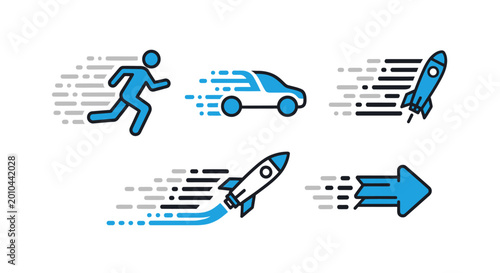 Fotografia Speed icons of fast transportation modes.